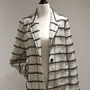 Tweed white with black trim  blazer